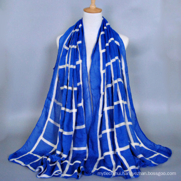 High Quality ladies fashion geometry voile embroidery scarf dubai muslim hijab scarf wholesale